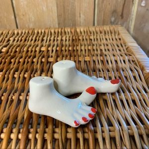 Vintage porcelain foot salt and pepper shakers
